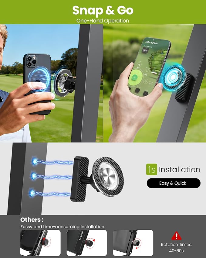Magnetic Golf Cart Phone Holder 2 Pcs, 360° Rotation Golf Accessories for Mens Gifts, Mens Stocking Stuffers 2025, White Elephant Gifts for Grandpa Papa Husband