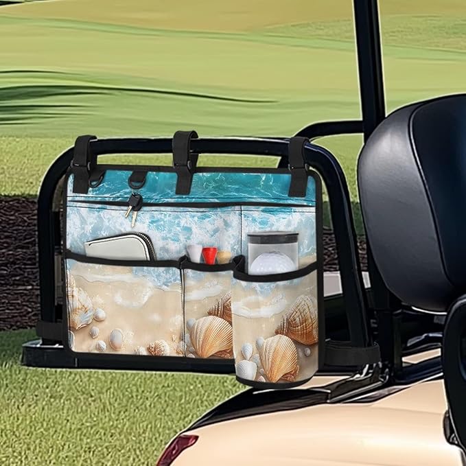 Beach Golf Cart Rear Seat Organizer Foldable Storage Bag for Club Car, Wheelchair and Walker