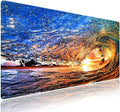 Wknoon. Extra Large Gaming Mouse Pad (31.5" x 11.8") with Durable Stitched Edges – Huge Ocean Wave Cave at Sunset Scene, Anti-Slip Rubber Base & Smooth Fabric Surface Extended XXL Desk Mat