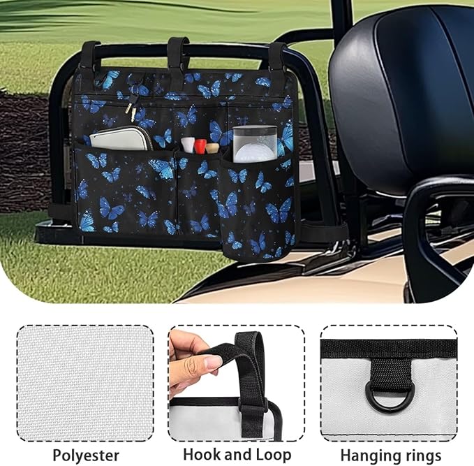 Fashion Golf Cart Rear Seat Organizer Lightweight Storage Bag Accessories for Club Car, Wheelchair and Walker