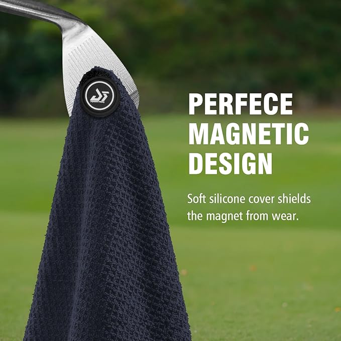 Dragon tiger Magnetic Golf Towel – 23.6"x15.7" Microfiber Waffle Weave with Magnet & Carabiner, Ultra Absorbent for Clubs, Bags & Carts, (Blue)