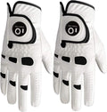 FINGER TEN Men’s Golf Gloves Left Hand Right with Ball Marker 2 Pack, Weathersof Grip Soft Comfortable, Fit Size Small Medium ML Large XL
