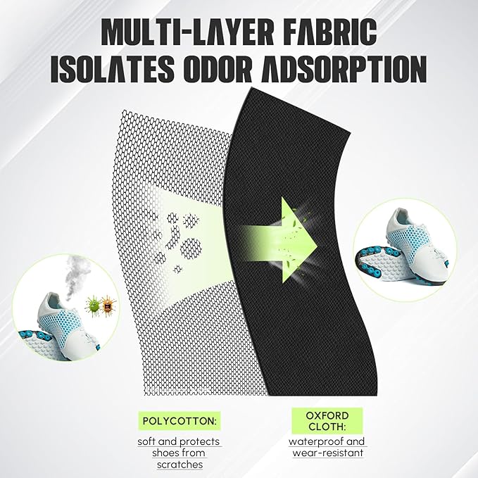 2 Pack Smell Proof Shoe Cleat Bag for Travel Water-resistant Odor Absorbing Lightweight Golf Soccer Shoe Storage Organizer Shoe Pouch with Zipper Dust-proof for Gym Sports Travel Work