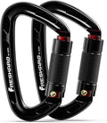 FresKaro UIAA Certified 25KN Auto Locking Climbing Carabiner Clips, Twist Lock, and Heavy Duty Carabiners for Rock Climbing, Rappelling, and Mountaineering, D Shaped