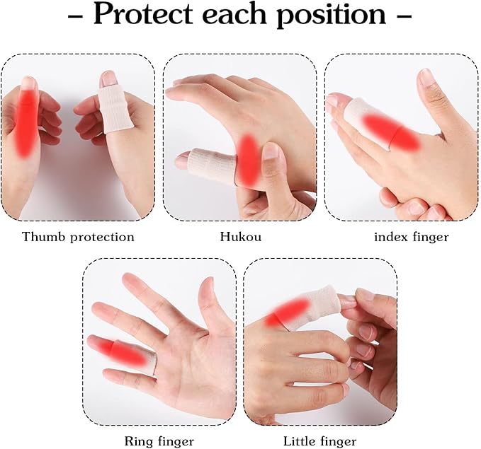 20 PCS Finger Sleeves Protectors, Sport Finger Splints Thumb Brace Support Finger Brace Elastic Thumb Sleeves for Relieving Pain Arthritis Trigger Finger(Black, light skin tone)