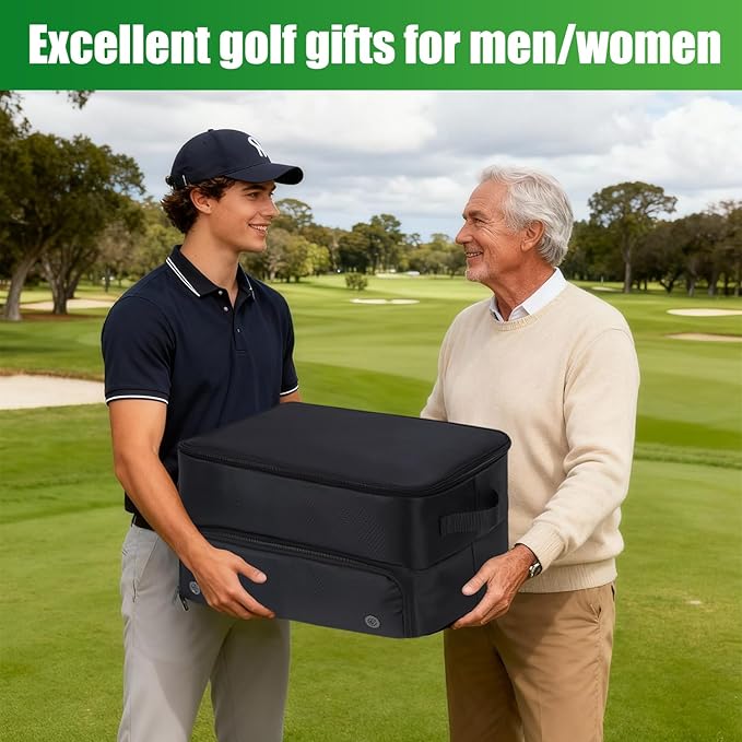 2 Layer Golf Trunk Organizer, Golf Gifts for Men with Separate Ventilated Compartment,Waterproof Car Trunk Locker for Balls, Tees, Clothes, Gloves, Accessories, Golfer Gifts