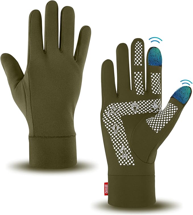 Aegend Lightweight Winter Gloves for Men Women, Warm Running Gloves Touchscreen Thermal Glove Liners for Cold Weather Driving, Cycling & Hiking, Non-Slip, Elastic Cuff, Stretchy, Durable