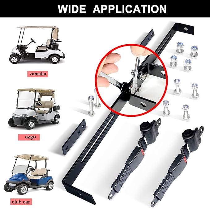 Retractable Golf Cart Seat Belt Bracket Kit for EZGO, Club Car, Yamaha