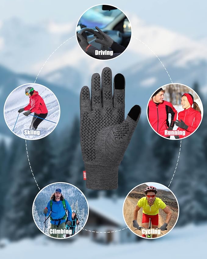Aegend Lightweight Winter Gloves for Men Women, Warm Running Gloves Touchscreen Thermal Glove Liners for Cold Weather Driving, Cycling & Hiking, Non-Slip, Elastic Cuff, Stretchy, Durable