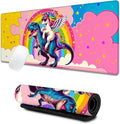 Fun Unicorn Dinosaur Large Gaming Desk Mat,Rubber Non-Slip Cute Fantasy Mouse Pad,31.5x11.8x0.12in Extended Colorful Mousepad,Game Lover Mice Pads Gifts,Office Home Deskmat Decor