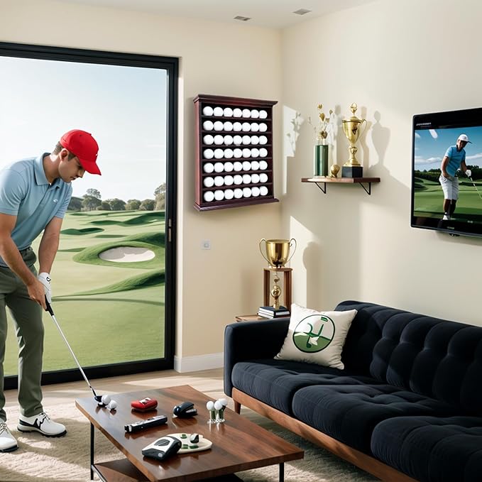 Elegant Golf Ball Display Case - Wall Mount Shadow Box for Store or Exhibition Showcases, Versatile Wall Mount Golf Memorabilia Case for Stores