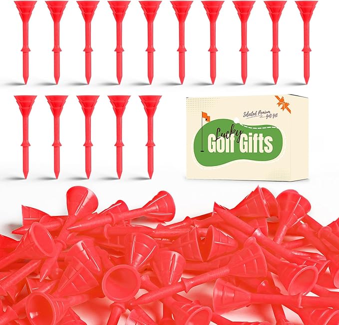 FINGER TEN Unbreakable Golf Tees Plastic 3 1/4 inch Value 50/100 Pack, Low Friction & Low Ball Spin Long Tees to Improve Distance & Accuracy, Durable Tees with Assorted Colors to Practice