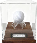 Golf Ball Display Case Walnut Wood Base & Acrylic Holder Dust Protection Transparent Storage Box for Single Ball Souvenir Golfball Collections for Gifts Enthusiasts Collectibles(Golf Ball)