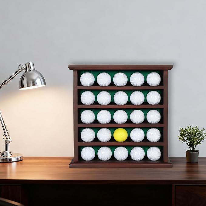 KCRasan Golf Ball Display Case - Wall Mounted Holder with Glass Door, Ideal Gift for Golf Enthusiasts