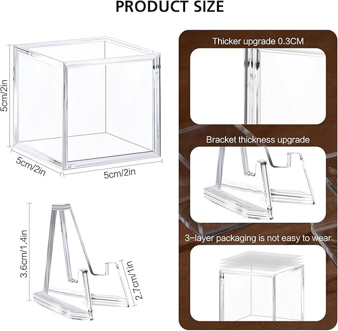 Championship Ring Display Case - Acrylic Display Box and Holder for Super Bowl, Baseball Rings - 4pcs