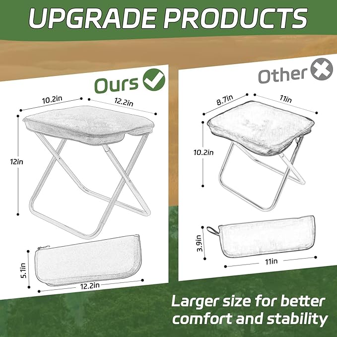 Collapsible Stool, Portable Chair, Lightweight Portable Stool for Adults, Portable Chairs for Adults, Holds Up to 220LBS, Ideal for Camping, Hiking, Outdoors, and Events