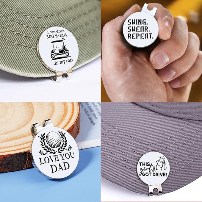 Swing Swear Look for Ball Repeat Golf Ball Marker with Magnetic Hat Clip, Funny Golf Accessories Gifts for Men Women, Golf Gifts for Men Woman, Birthday Gifts for Golf Fan, Golf Novelty Gift