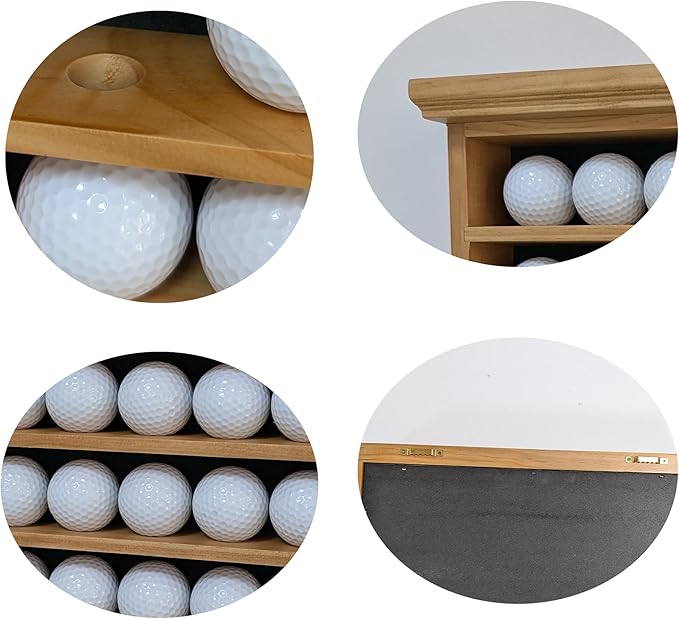 Elegant Golf Ball Display Case - Wall Mount Shadow Box for Store or Exhibition, for Golf Enthusiasts, Solid Wood Organizer Stylish Wall Mount Display Case for Home, Office, or Store