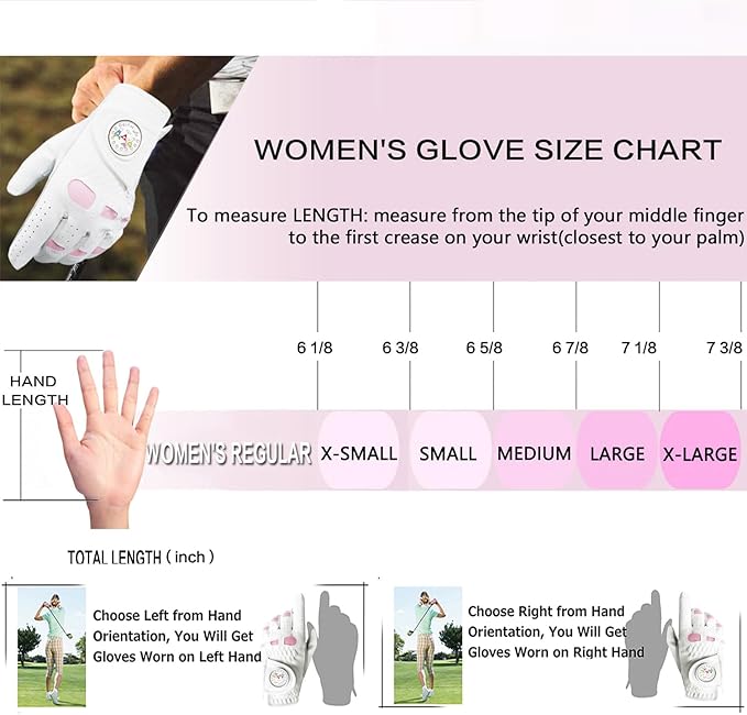 Golf Gloves Women Leather with Ball Marker 3 Pack, Left Hand Right Stylish Pink All Weather Grip Breathable Glove, Fit Sizes Small Medium Large for Womens Ladies