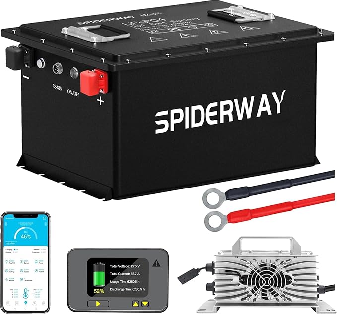 48V 150Ah Lithium Battery Golf Cart with 25A Charger, 48V LiFePO4 Battery, LCD Monitor & Mobile APP, 6000+ Cycles 48V Golf Cart Battery, Built-in 200A BMS, Max 10.24kW Output, Perfect for Golf Carts