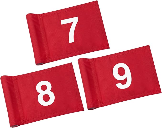 KINGTOP Numbered Golf Flag All 8x6 Inch – Upgraded Dual-Layer 420D Nylon, Double Sided Printing, Tube Inserted – Mini Practice Putting Green Flags for Yard