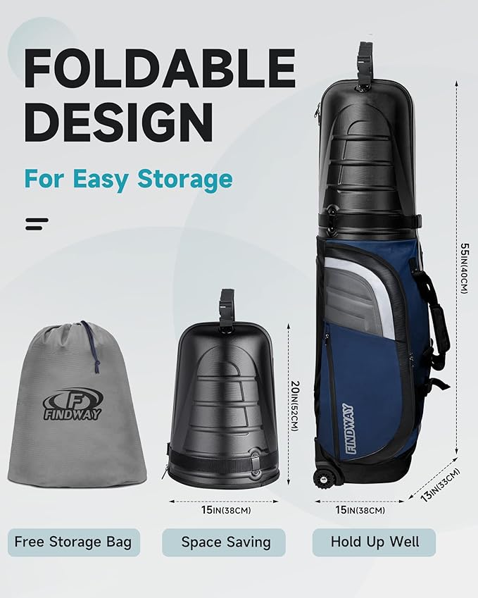 Findway Golf Travel Bags for Airlines with Wheels and ABS Hard Case Top, Protect Your Clubs, Waterproof 1680D Oxford Fabric and Oversize Tank Wheels, Lightweight and Easy to Maneuver