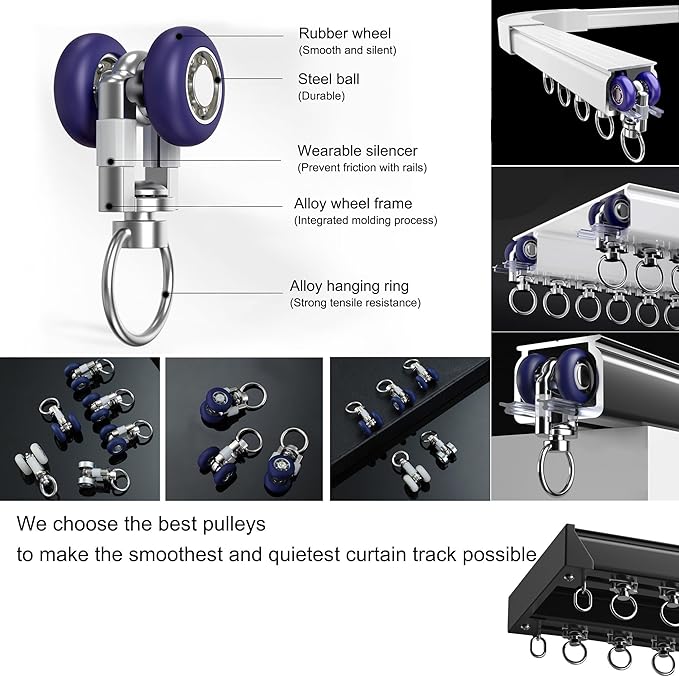 Curtain Track Ceiling Mounted Rail for Curtains, Drapes, and Room Dividers Ceiling or Wall Mount Curtain Track Room Divider-Sliding Curtain Rail