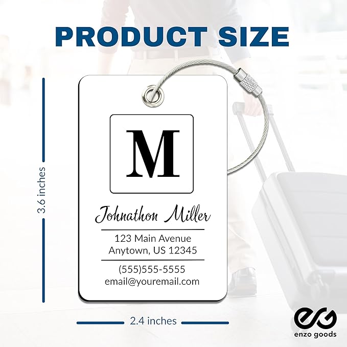 Personalized Luggage Tag | 4 Pack | Custom Luggage Tags for Suitcases | Kids Backpack Tag | 10 Color Options & Choose Font, Font Color