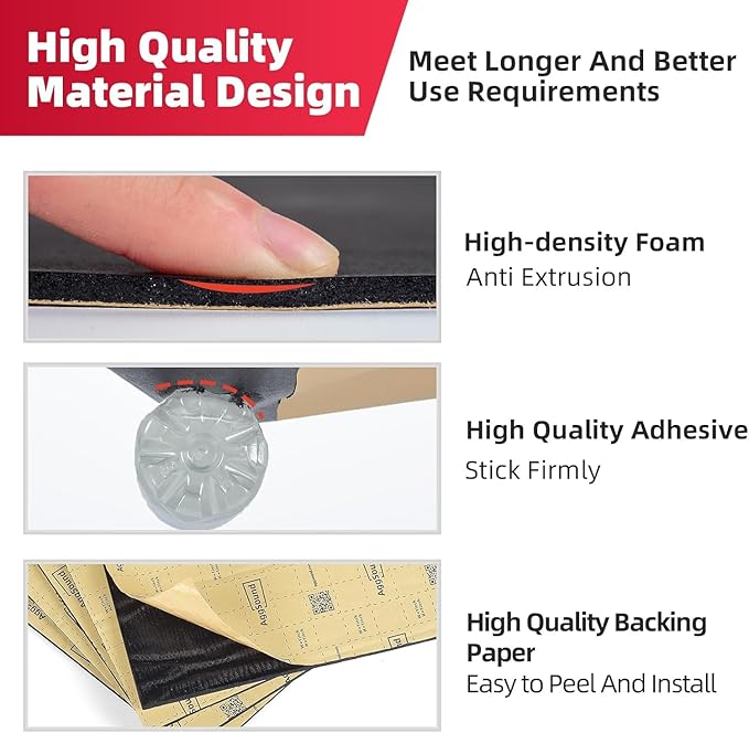 Sound Deadening Mat 1/2inch(13 mm) 3.27sqft - Closed Cell Foam Car Sound Deadening Material - Self-Adhesive Hood Insulation Heat Shield Auto Sound Dampening