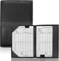 FINGER TEN Golf Scorecard Holder Leather Yardage Books Cover Lucky Clover with 2 Free Pencil Value Pack Deluxe Pocket Score Card Covers Gift for Men Women Golfer
