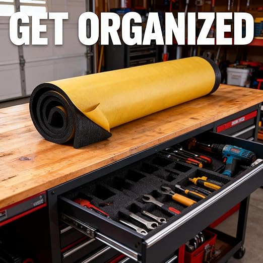 XCEL Marine Foam Roll with Self Adhesive – Black, 60" x 16" x 1/2" Closed Cell Foam Rubber Water Resistant Padding Sheet – Home, Marine, Garage, Automotive, Crafts & Cosplay (Black, 60" x 16" x 1/2")