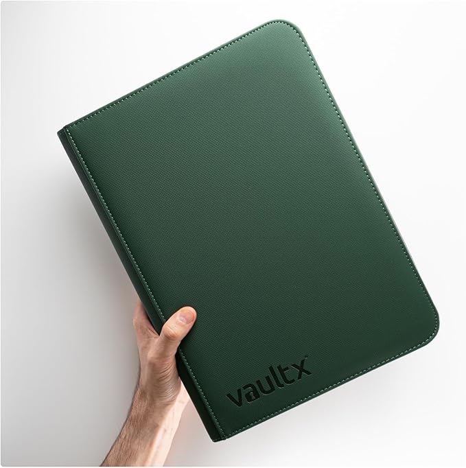Vault X 9 Pocket Trading Card Zip Binder, 360 Cards, Premium Exo-Tec Album Material, 20 Side-Loading Pages, Folder for Collectible Games, Sports, TCG (Green)