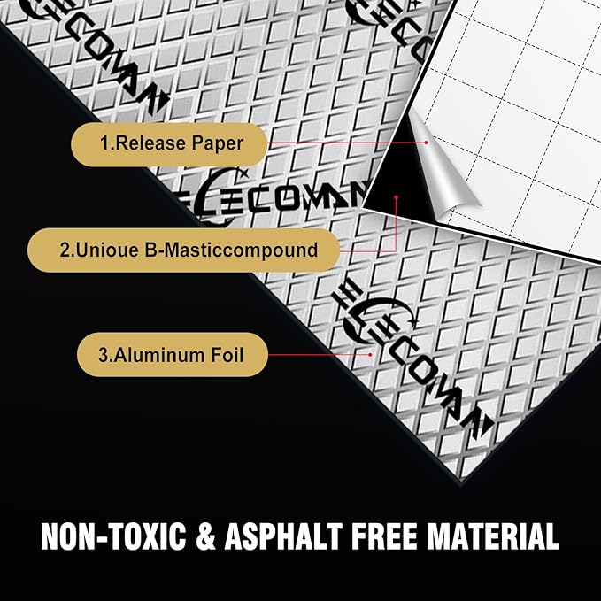 Car Sound Deadening Mat-80 mil 10 sqft Sound Deading Material - Butyl Automotive Sound Deadener, Audio Noise Insulation and Vibration Dampening