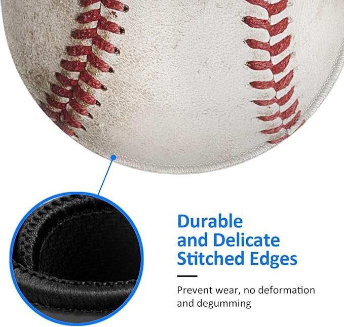 Novelty Dirty Baseball Ball Round Mouse Pad, Small Gaming Mousepad with Stitched Edge, Non-Slip Rubber Base Mouse Mat Office Desk Accessories for Laptop Computer Decor 7.9 X 7.9 Inch