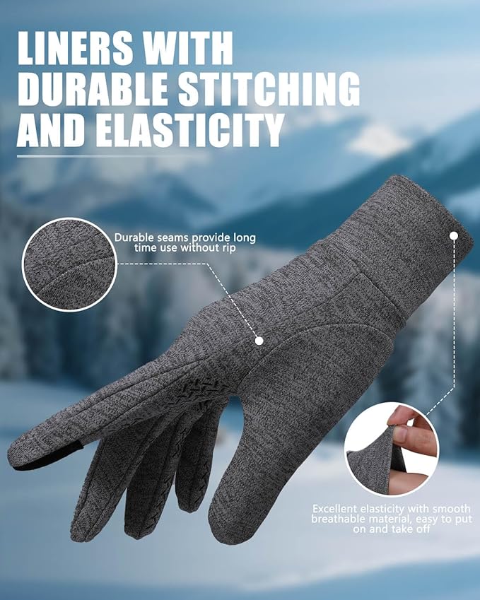 Aegend Lightweight Winter Gloves for Men Women, Warm Running Gloves Touchscreen Thermal Glove Liners for Cold Weather Driving, Cycling & Hiking, Non-Slip, Elastic Cuff, Stretchy, Durable