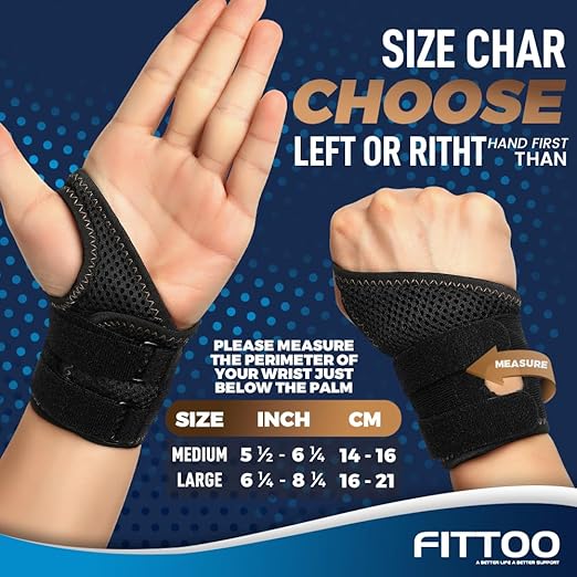 FITTOO Wrist Brace for TFCC Tears, Real Copper Infused TFCC Wrist Brace with Ring Pad for TFCC Tears, Ulnar Sided Wrist Pain, DRUJ Instability, Universal Size for Men & Women Right-L