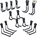 Slatwall Hooks, Slat Wall Accessories Multi Size Garage Hooks Storage Utility Hanging Hooks Wall Mount Tool Holder for Ladder Garden Tools (14 Pack, Black)
