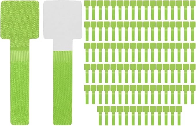 100-Pack Hook and Loop Cable Ties, 3.5 x 1.1 Inch Enhanced Self-Adhesive Cord Organizer for Desk/Home/Wall/Office Essentials, Cable Management Under Desk [Green]
