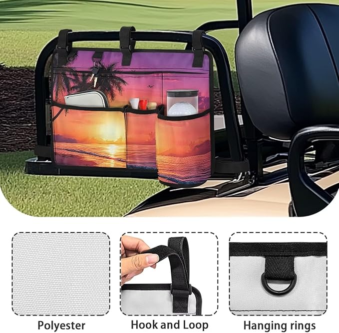 Fashion Golf Cart Rear Seat Organizer Lightweight Storage Bag Accessories for Club Car, Wheelchair and Walker