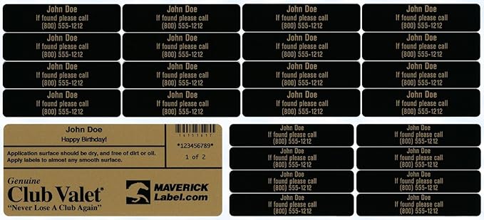 Customized Golf Club Labels – 24 Classy Identification Personalized Labels for Golf Clubs, Tools & More – Weatherproof, Fade Resistant