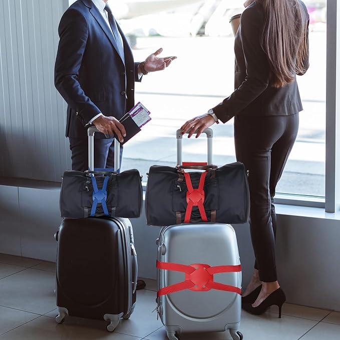 Adjustable Luggage Straps, Suitcase Elastic Strap Bag Bungee with Buckles Travel Accessories - Fitting for(Travel/Add A Bag/Securing Luggage), 27-66 Inch & 2Pcs & Orange