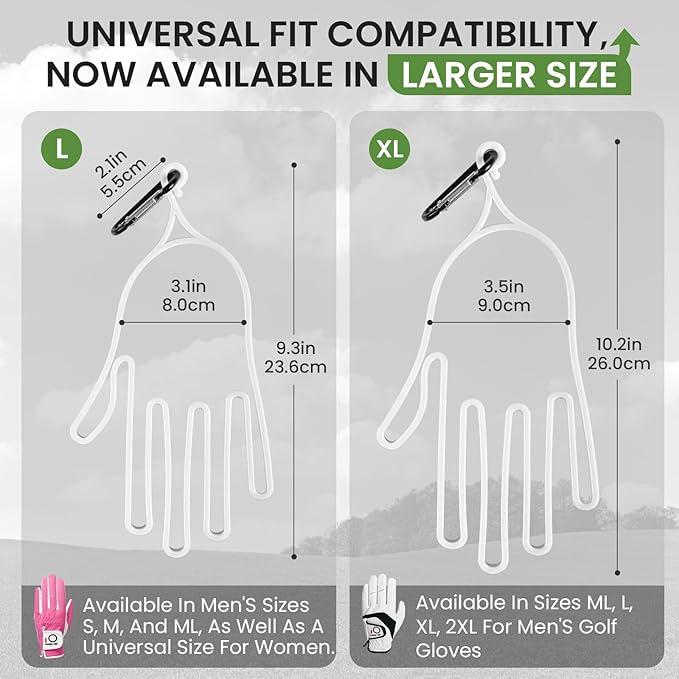 FINGER TEN Golf Gloves Stretcher Holder Hanger Keeper Dryer Shaper Tool Accessories Durable Glove Support Frame Guardian Hook to Bag Gifts for Men Women Golfer