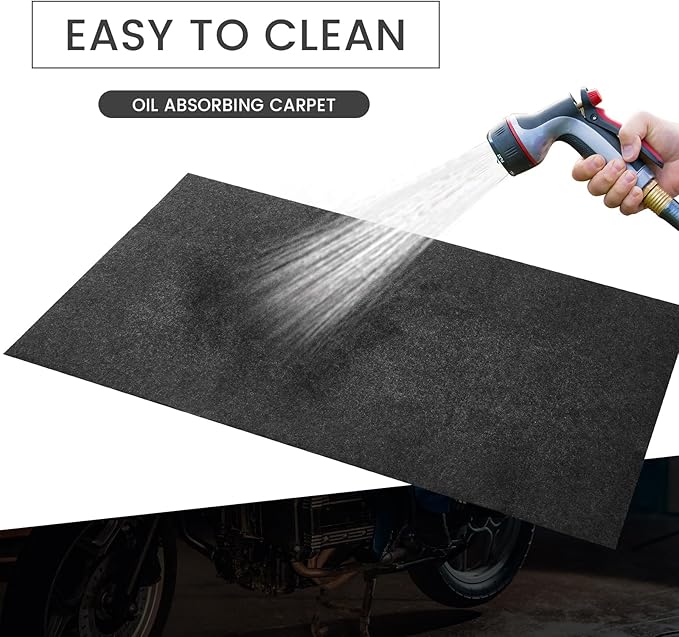 Tinideya 2 Pcs 32 x 60 Inch 3mm Thick Oil Spill Mat for Motorcycle Small Car Golf Cart, Reusable Garage Floor Mat Under Car, Rubber Backing Protect Floor from Oil Drips, Spills, Splashes and Stains