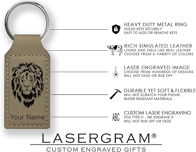LaserGram Rectangle Keychain, Coat of Arms Germany, Personalized Engraving Included (Light Brown)