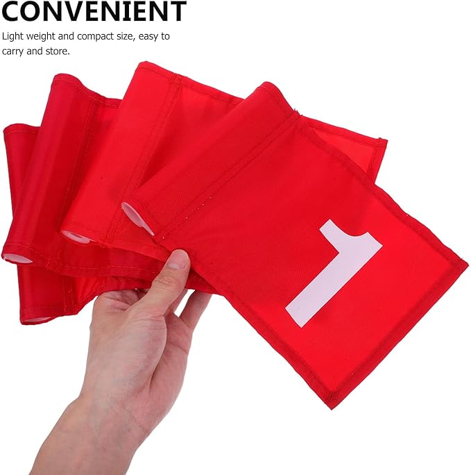 Ciieeo Numbered Golf Markers 4Pcs Red Putting Area Flags Sturdy Outdoor Practice Training for Golf Course and Backyard Use