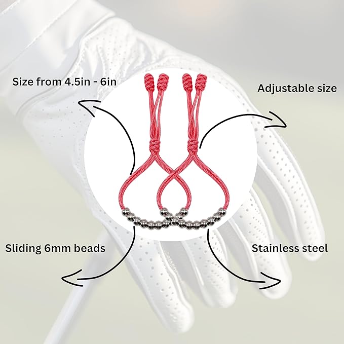 LAMIBEE Pack of 2 Golf Glove Bead Stroke Counter, 10 Stainless Steel Beads Score Counter for Gloves, Stroke Count Resizable Easy to Adjust Golf Round Scoring Tracker Accessory