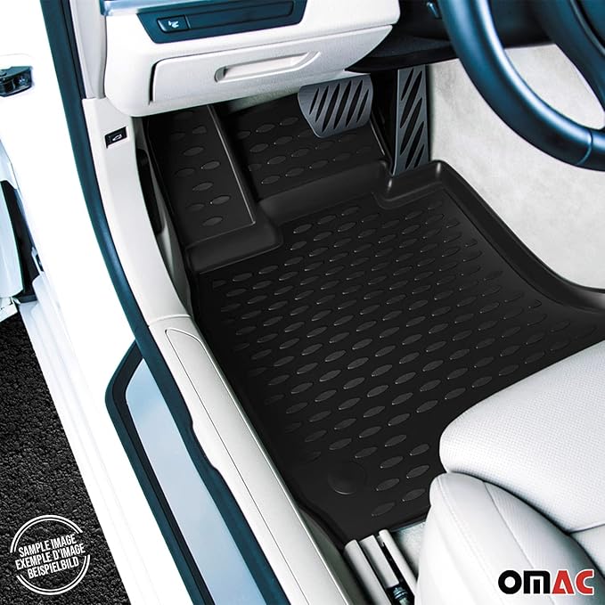 OMAC Floor Mats for VW e-Golf 2015-2019 Car Mats All Weather 3D Custom Fit Rubber Mat Waterproof Odorless TPE Floor Liners Laser Measured Non-Slip (Black)