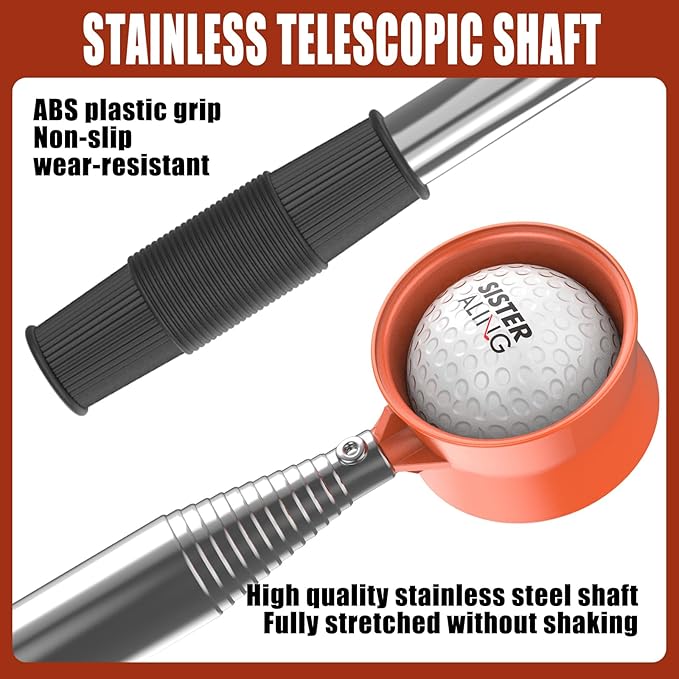 9ft/12ft Water Telescopic Golf Ball Retriever，Classic and Durable Stainless Steel Picker Upper, The Best Accessory Gift for Men and Women Golfers.