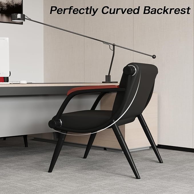 wonline Office Waiting Room Chairs Set of 2 Black Reception Guest Chairs with Arms Lobby & Waiting Room Furniture for Clinic, Hospital, Airport, Salon, Bank, Barber