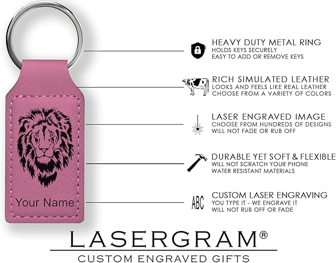 LaserGram Rectangle Keychain, Coat of Arms Germany, Personalized Engraving Included (Pink)